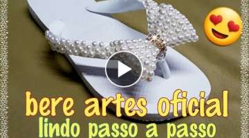 Como fazer chinelo com laço de pérolas/por Bere Artes Oficial